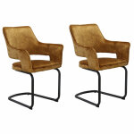 Meubletmoi - lot 2 chaises tissu jaune velours piétement luge métal noir - rio Meubletmoi - lot 2 chaises tissu jaune velours piétement luge métal noir - rio