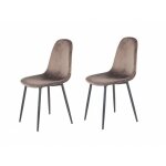 Lot 2 chaises scandinave velours marron et pieds métal noir - biba Lot 2 chaises scandinave velours marron et pieds métal noir - biba