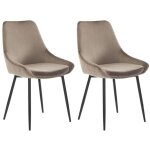 Vente - unique - lot de 2 chaises - velours et m�tal noir - taupe - masurie