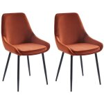 Vente - unique - lot de 2 chaises - velours et m�tal noir - terracotta - masurie