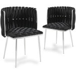 Deco in paris - lot de 2 chaises en velours noir pieds en mtal argent polo
