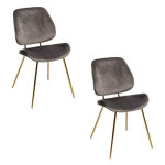 Lot de 2 chaises velours slow grises atmosphera