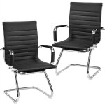 Lot de 2 chaises visiteur en similicuir moderne chaises de r�ception avec accoudoir recouverts chaise ...