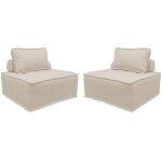 Lot de 2 chauffeuses pour canapé modulable tissu capitonné polyester crème Lot de 2 chauffeuses pour canapé modulable tissu capitonné polyester crème