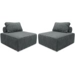 Sweeek - lot de 2 chauffeuses pour canap� modulables velours c�tel� velours c�tel� gris