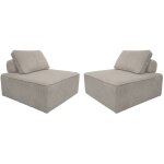 Sweeek - lot de 2 chauffeuses pour canap� modulables velours c�tel� velours c�tel� gris clair