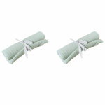 Lot 2 chemins de table en coton et lin vert 45 x 150 cm - cuadro 8948
