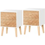 Homcom ? lot de 2 tables de chevet scandinaves ? 4 tiroirs ? bois massif pin et mdf ? motif graphique ...