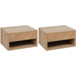 Lot de 2 chevets tables de nuit murales - tiroir coulissant, niche, plateau - dim. 37l x 32l x 21h cm ...