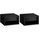 Homcom - lot de 2 chevets tables de nuit murales - tiroir coulissant, niche, plateau - dim. 37l x 32l ...