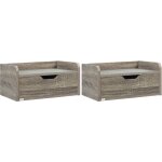 Homcom - lot de 2 chevets tables de nuit murales - tiroir coulissant, plateau - dim. 40l x 30l x 19h ...