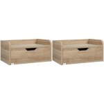Lot de 2 chevets tables de nuit murales - tiroir coulissant, plateau - dim. 40l x 30l x 19h cm - panneaux ...