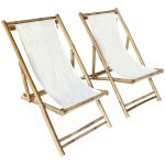 Lot de 2 chiliennes en bambou. toile naturelle polyester et coton. davao l110 x p60 x h94cm