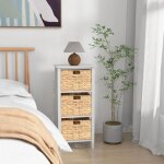 Lot de 2 commode avec 3 tiroirs 36x30x80cm - paniers en jonc de mer amovible - cadre en bois d'h�v�a ...