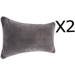 Pegane - lot de 2 coussins rectangulaires 100% polyester coloris gris fonc - dim : l. 50 x l. 30 cm