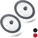 Lot de 2 couvercles casseroles l, en verre rebord dgrad en silicone, casseroles et poles 26 - 30 cm, ...