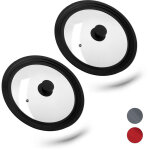 Lot de 2 couvercles casseroles l, en verre rebord d�grad� en silicone, casseroles et po�les 26 - 30 cm, ...