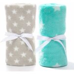 Lot de 2 couverture b�b� naissance polaire plaid bebe douce pour fille et gar�on comme cadeau de naissance ...