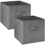 Lot de 2 cubes de rangement en tissu l. 31 x h. 31 cm - gris fonc
