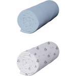 Baby fox - lot de 2 draps housses b�b� coton jersey bleu ciel / pingouin 60x120 cm