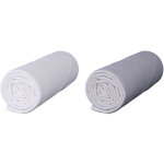 Baby fox - lot de 2 draps housses bb jersey bio blanc et gris 70x140 cm