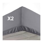 Cdaffaires - lot de 2 draps housse bonnet 30 cm 2 personnes 140 x 190 cm microfibre oscar anthracite