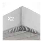Cdaffaires - lot de 2 draps housse bonnet 30 cm 2 personnes 140 x 190 cm microfibre oscar gris