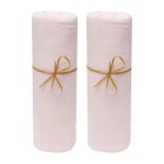 Lot de 2 draps housse lit bb 60 x 120 cm / 100% coton / 57 fils / cm - 1 rose + 1 rose