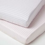 Homescapes - lot de 2 draps housse lit b�b� en coton �gyptien 330 fils rose, 60 x 120 cm