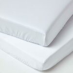 Homescapes - lot de 2 draps housse lit b�b� en coton �gyptien bio 400 fils blanc, 70 x 140 cm