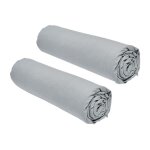 Today - lot de 2 draps housses essential - 160 x 200 cm - 2 personnse 100% coton - acier