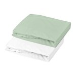 Domiva - lot 2 draps housse uni - jersey - oeko - tex - blanc / vert de gris - 60 x 120 cm