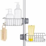 Lot de 2 tagre douche sans percage inox, tagre salle de bain tlescopique inoxydable, tablette support ...