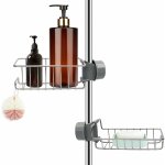 Lot de 2 tagre douche sans percage inox, tagre salle de bain tlescopique inoxydable, tablette support ...