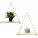 Aougo - lot de 2 - etagère murale suspendue - décoration tendance en bois recyclé - patère incluse - ... Aougo - lot de 2 - etagère murale suspendue - décoration tendance en bois recyclé - patère incluse - ...