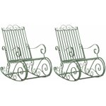 Lot de 2 fauteuils à bascule d'extérieur smilla en fer forgé vert antique Lot de 2 fauteuils à bascule d'extérieur smilla en fer forgé vert antique