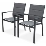 Lot de 2 fauteuils - chicago - en aluminium et textil�ne. empilables anthracite / gris taupe