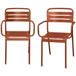 Lot de 2 fauteuils de jardin acier. 2 places. terracotta. amelia. l50. 4 x p53 x h79. 5cm