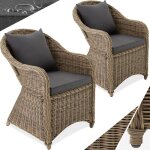 Lot de 2 fauteuils de jardin en rotin avec cadre en aluminium tressage aspect naturel