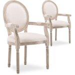 Intensedeco - lot de 2 fauteuils mdaillon louis xvi tissu beige