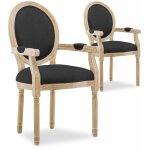 Intensedeco - lot de 2 fauteuils médaillon louis xvi tissu noir Intensedeco - lot de 2 fauteuils médaillon louis xvi tissu noir