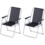 Lot de 2 fauteuils piccolo de camping pliables - o'camp - noir - dimensions : 57 x 80 x 55 cm