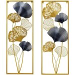 Lot de 2 feuilles de ginkgo en m�tal 3d - d�coration murale - d�coration murale - d�coration murale - ...