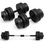 Goplus lot de 2 haltere de musculation poids reglable, avec 16 disques (8 x 1, 25kg + 8 x 2, 5kg), barre ...