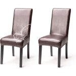 Lot de 2 housses de chaise simili cuir imperm�able el�gant couverture de chaise extensible dos haut salle ...