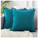 Lot de 2 housse coussin 45x45 bleu canard canape decoratif housse de coussin velours doux decoration ...