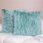 Lot de 2 housse de coussin 45x45cm, super doux peluche taie oreiller, coussin en fourrure artificielle ...