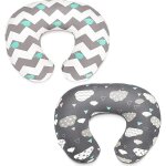 Lot de 2 housses de coussin d'allaitement en forme de u pour bb - amovibles et lavables