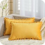 Lot de 2 housses de coussin decoration chambre doux carr� en velours couleur unie housses de canap� avec ...