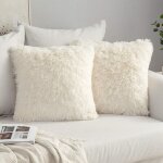 Lot de 2 housses de coussin en fausse fourrure moelleux doux d�coratif 43 43cm